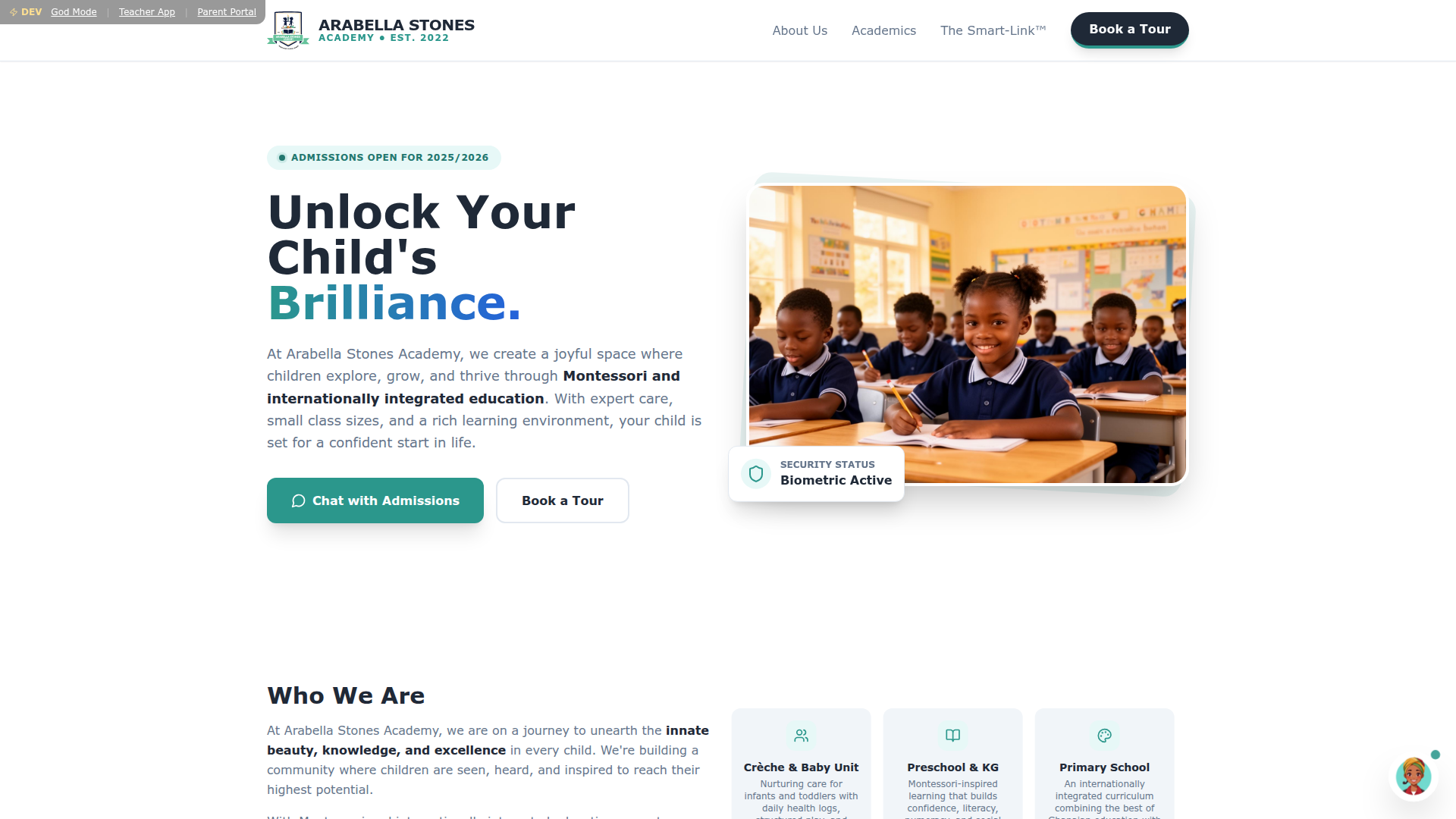 Arabella Stones Academy landing page preview