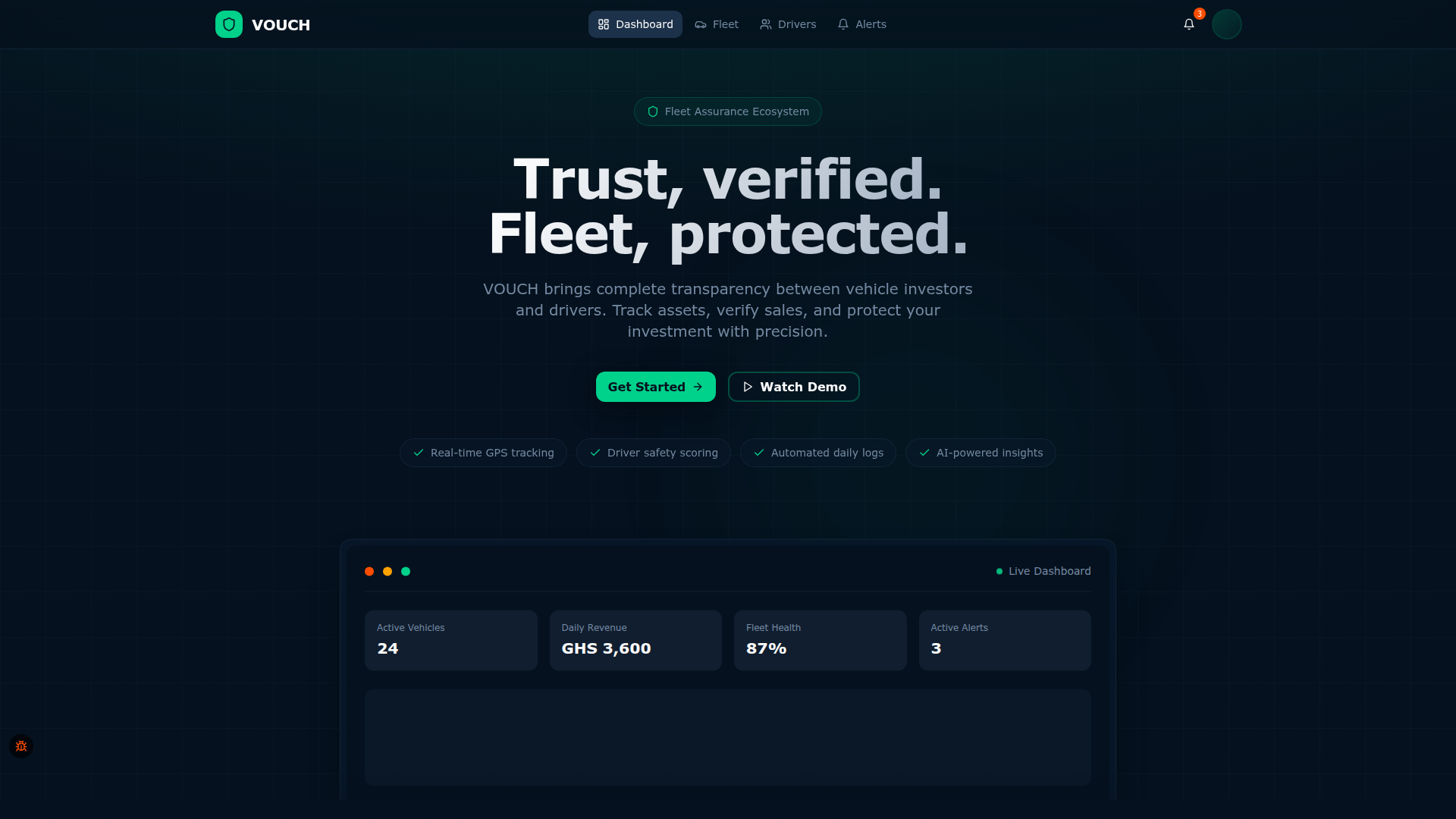 Vouch Fleet landing page preview